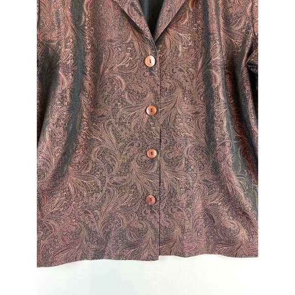 D'Allaird Women's Vintage Paisley Printed Metallic Sparkling Blazer Size… - Picture 6 of 9